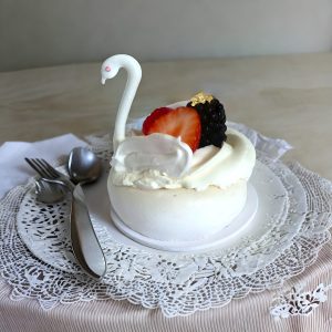 Swan by pavlova fruits rouges